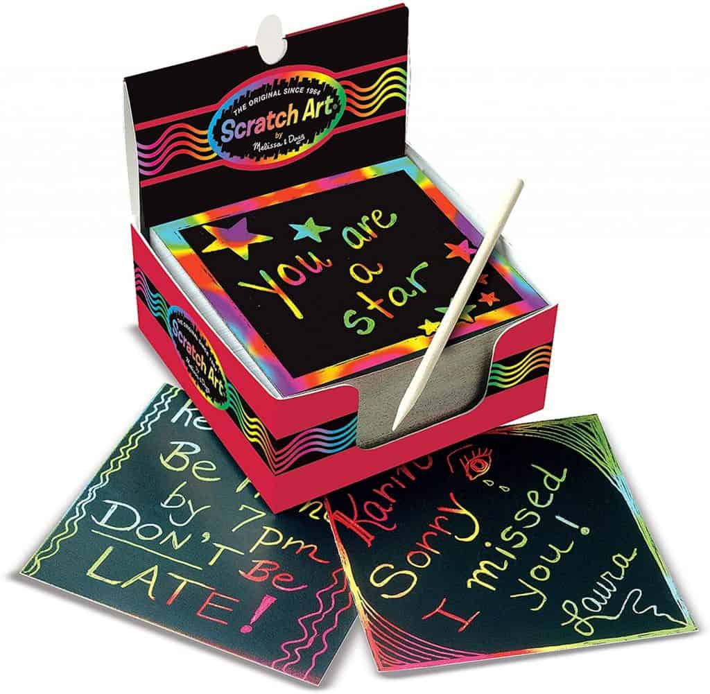 kid stocking stuffers ideas: Scratch Art Box of Rainbow Mini Notes