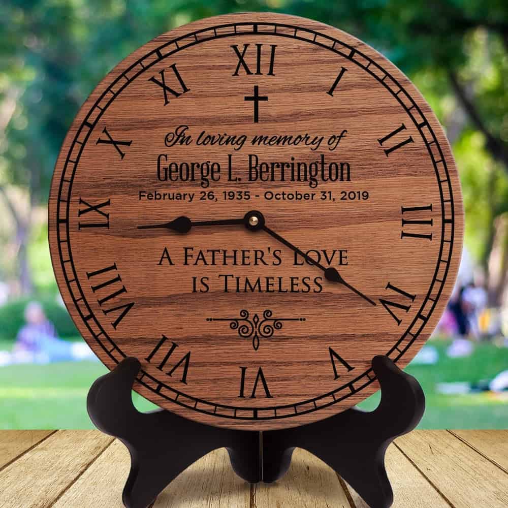 A Father’s Love Is Timeless Wooden Clock - A Sympathy Gift For The Loss Of A Father