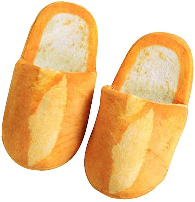 gag gifts for women: baguette slippers