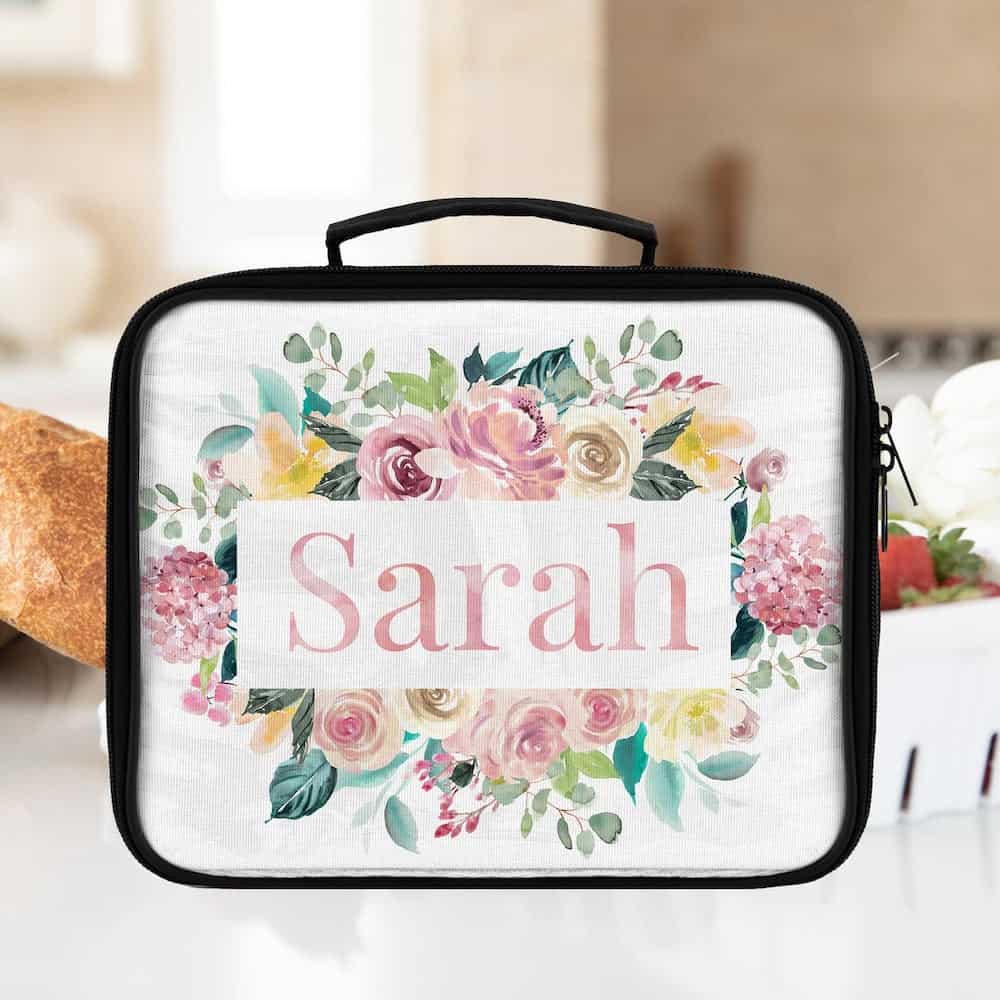 custom name floral lunch box
