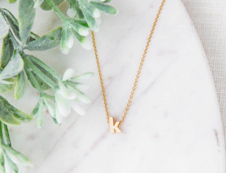 best maid of honor gift: dainty initial necklace