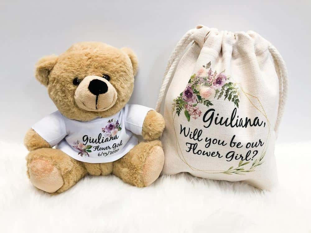 flower girl proposal gift custom teddy bear
