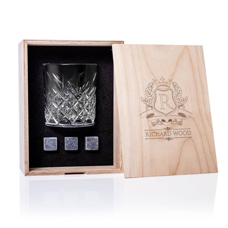 father of the bride gifts: personalized whiskey glass set