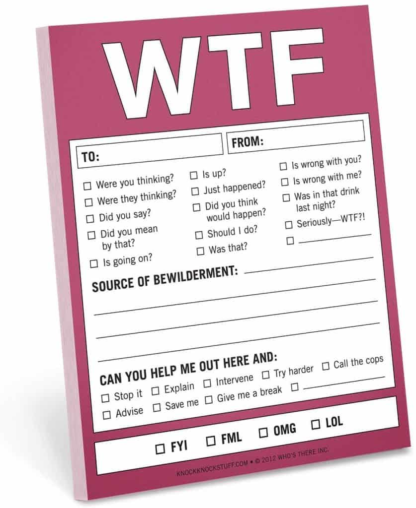 gag gift ideas: wtf nifty notes