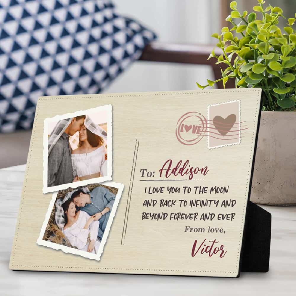romantic gift for him: custom name and photo desktop plaque