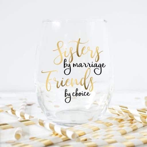 sisters by marriage wine glass: sister in law gifts