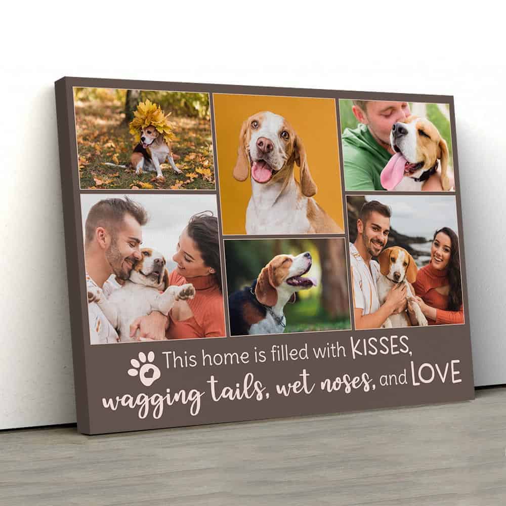 a dog photo collage canvas print - holiday gift for dog lovers