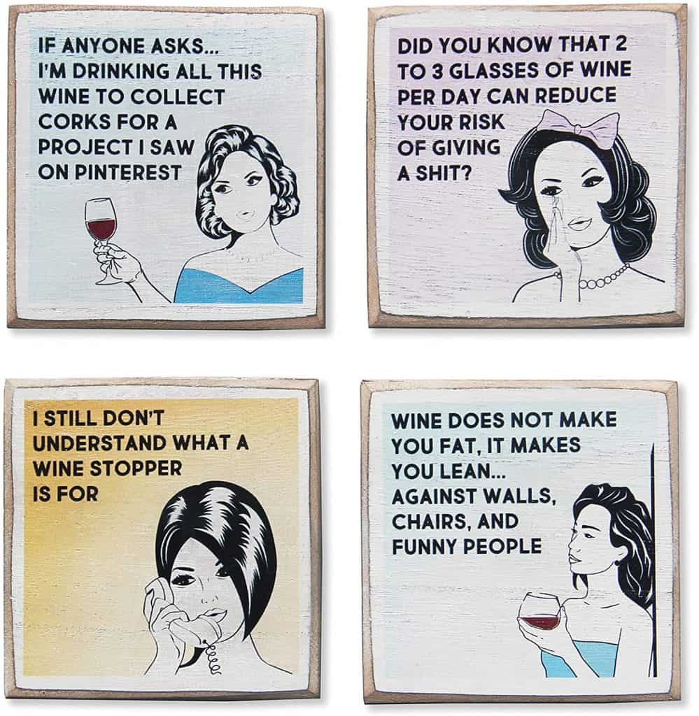 gifts for wine lovers: funny wine coasters