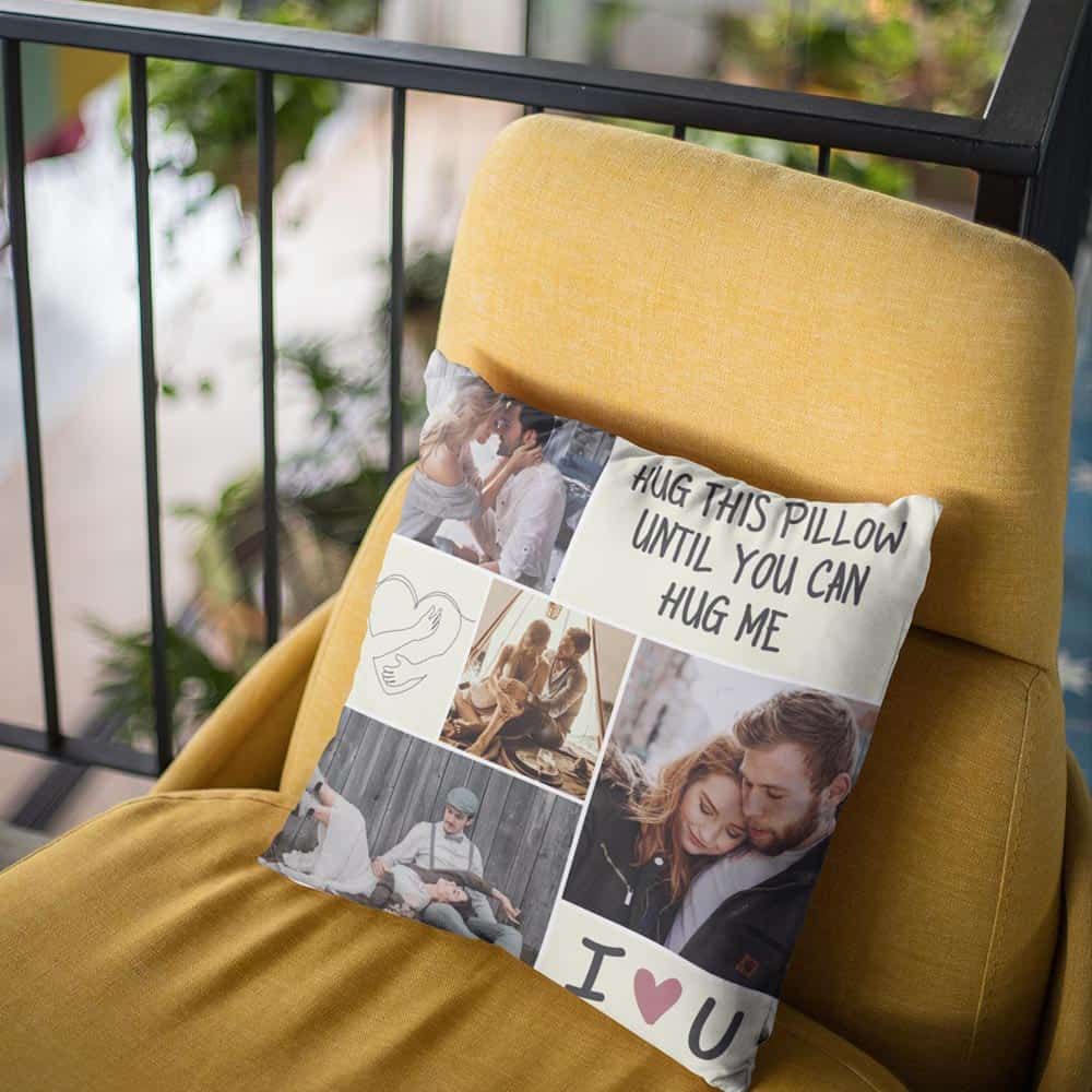 valentine's gifts for him long distance: hug this pillow until you can hug me custom photo pillow