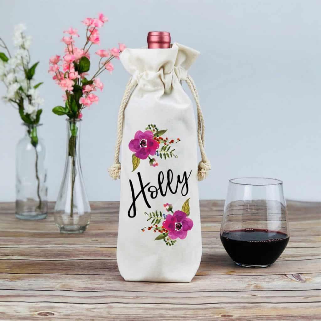 wine related gifts: personalized wine tote