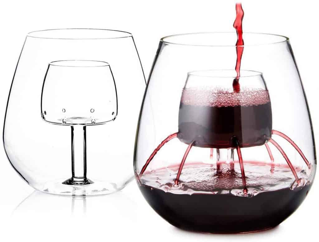 gift ideas for wine lover: stemless aerating wine glass