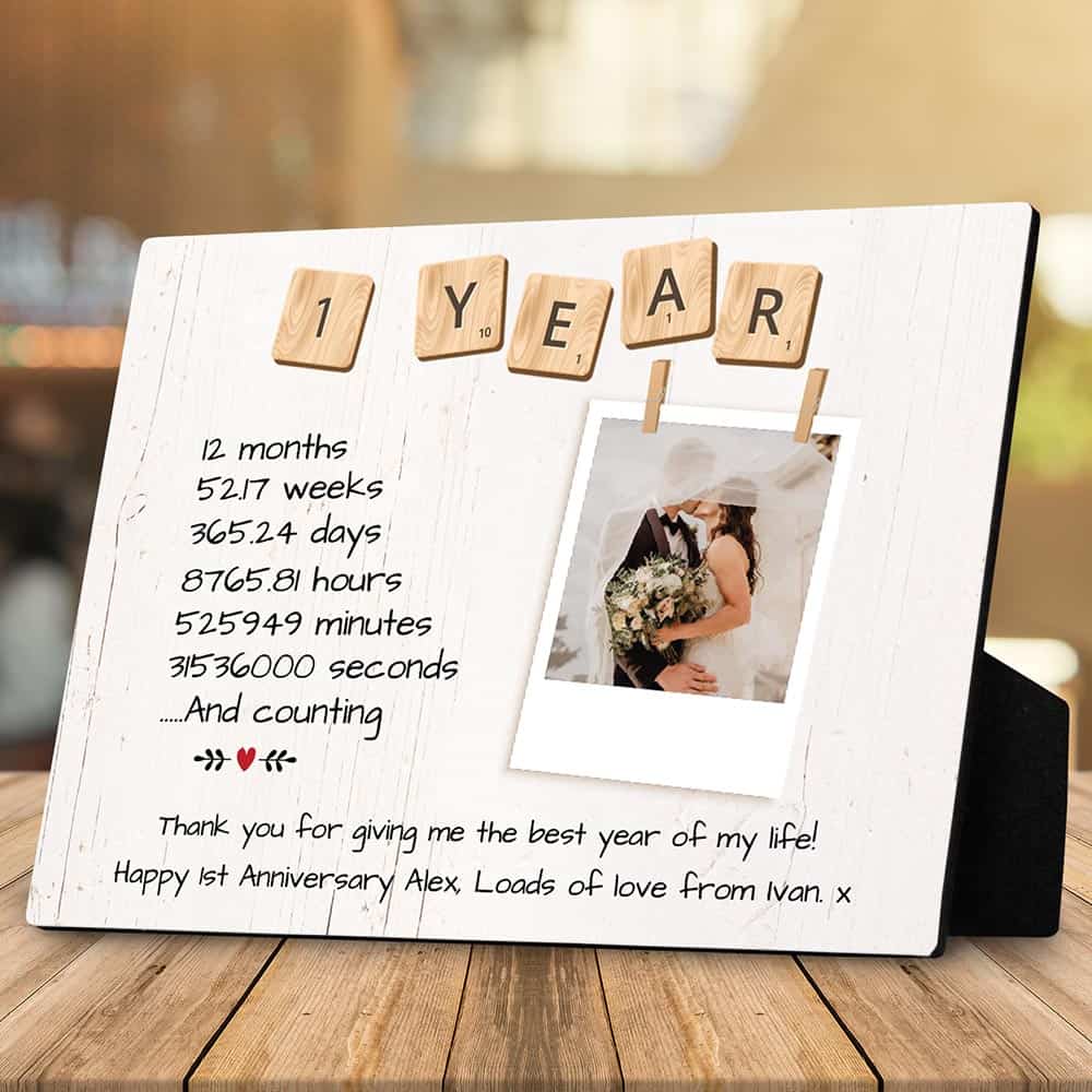 1 Year Anniversary Custom Desktop Photo Plaque For Boyfriend