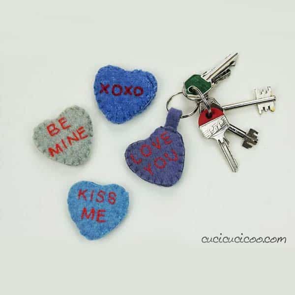 valentine's day gifts for him homemade: conversation heart keychains