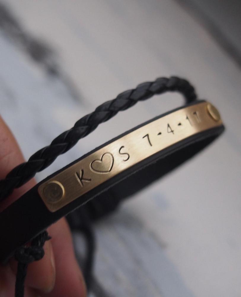 Personalized leather bracelet, ONE year Anniversary leather bracelet for him