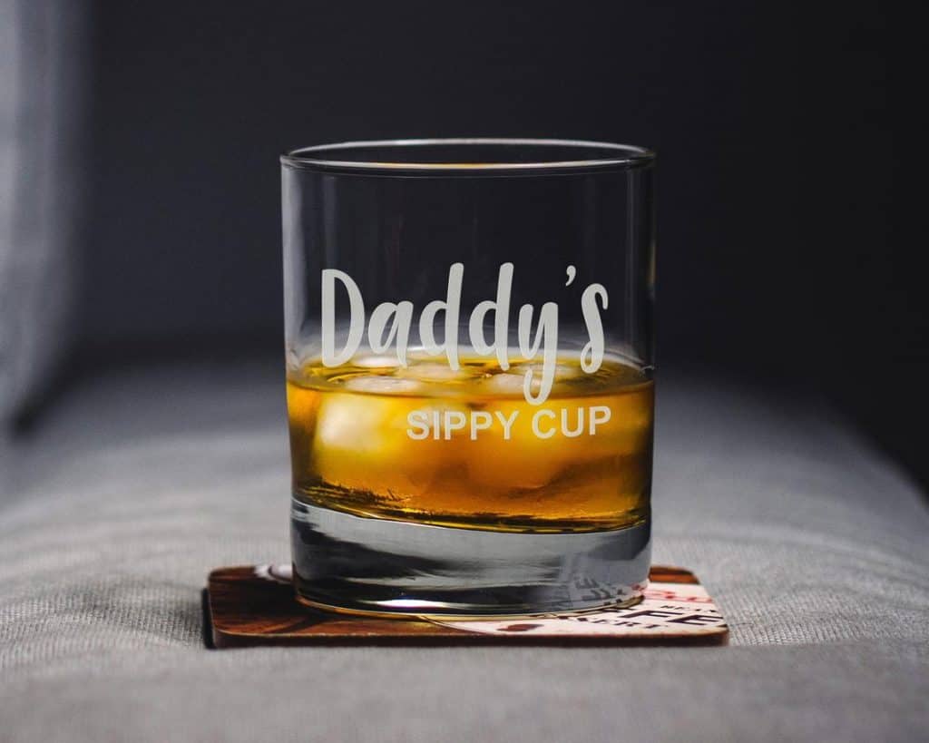 valentines gift for new dad: daddy's sippy cup whiskey glass