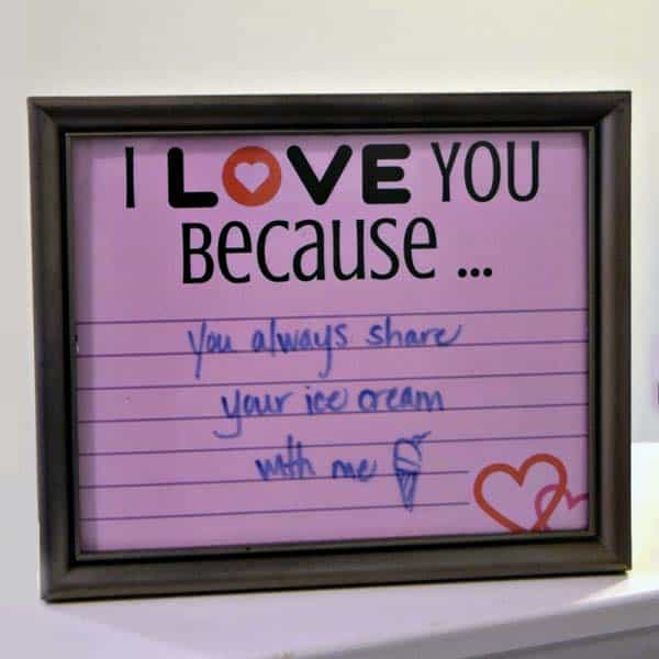 Erasable I Love You Because Frame: handmade valentines day gifts for your man
