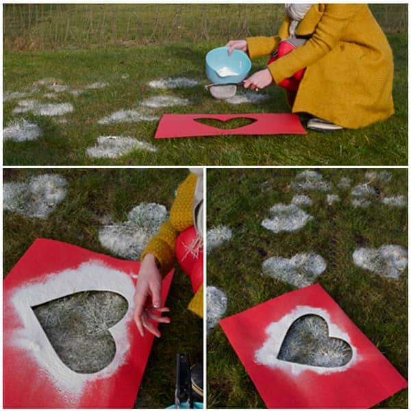 creative valentine's day gifts for boyfriend: flour hearts in the grass