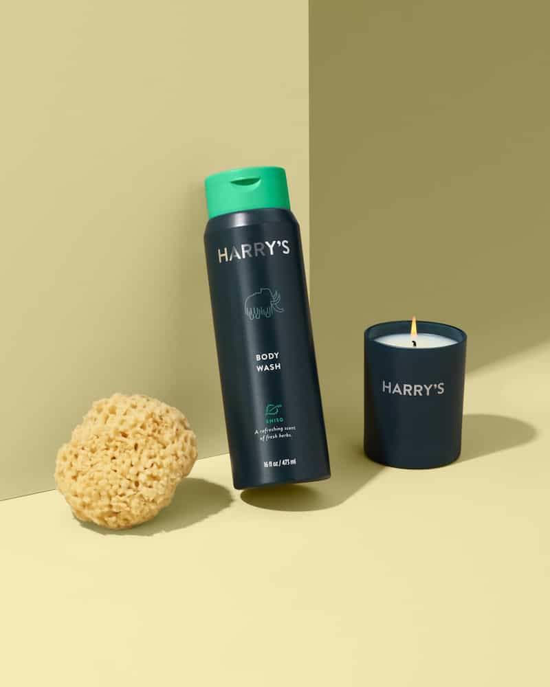 harry's Bathtub Essentials Set with Body Wash, Sponge, and Candle - First Valentine's Gifts For Boyfriend