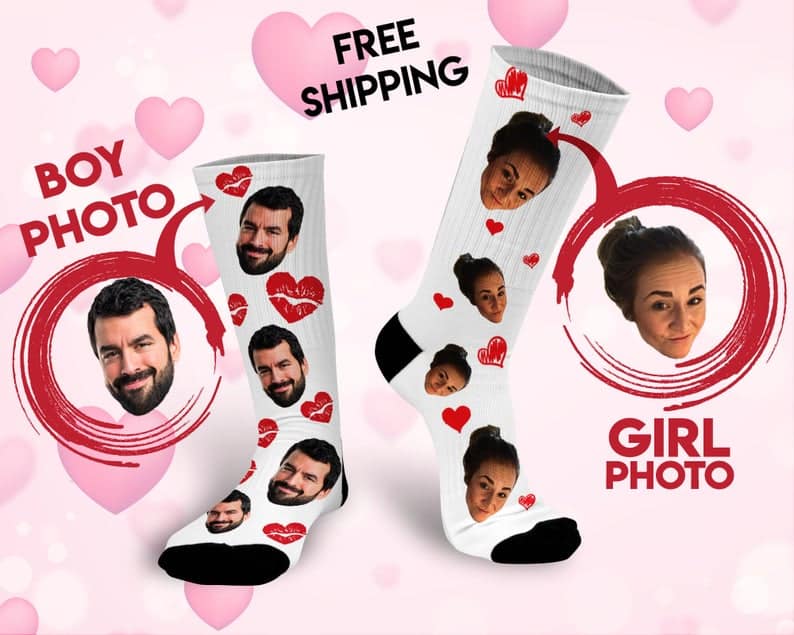 valentines gifts for him: custom face socks