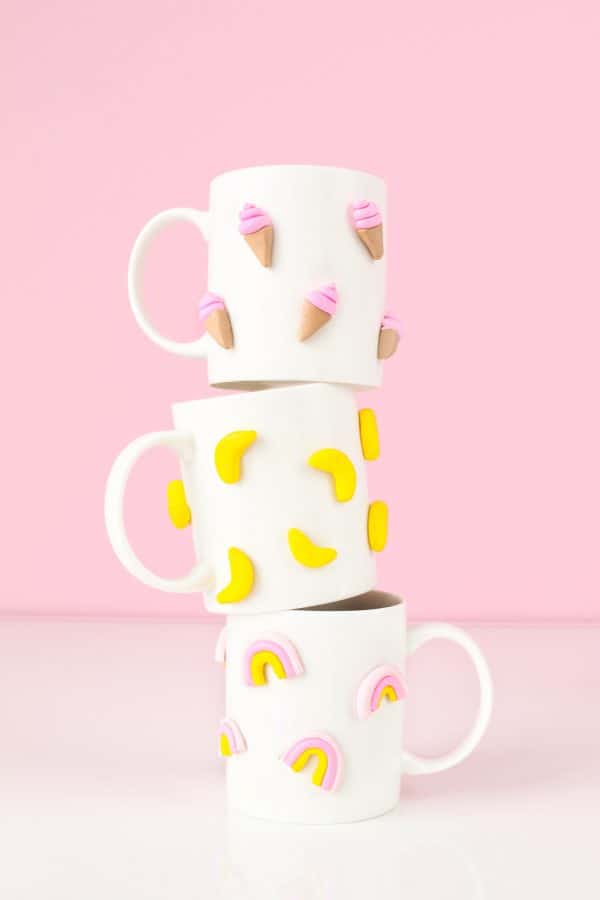cute homemade gifts: 3d graphic clay mugs