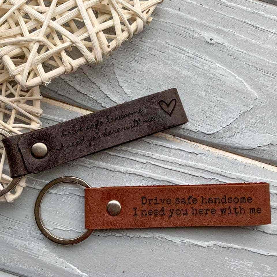 boyfriend anniversary gifts: Leather Keychain
