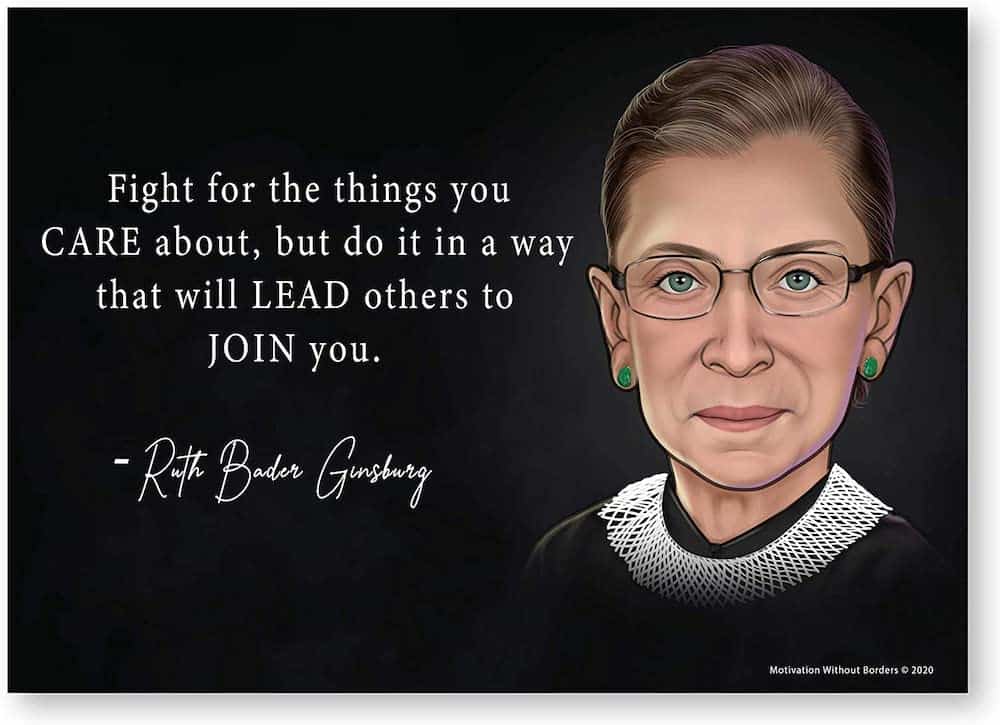 Ruth Bader Ginsburg Poster With An Inspirational Quote