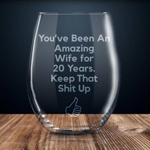 Twenty Year Anniversary Wine Glass