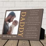 a desktop photo plaque with a poem from baby to dad - a gift idea for first fathers day
