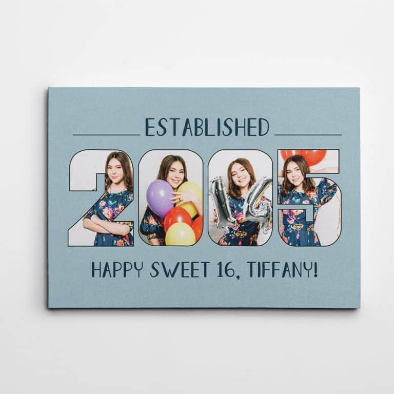 30 Best Sweet 16 Gift Ideas For Her 2024 365Canvas Blog   Established Custom Year Photo Birthday Canvas Print Gift For Girls 16th Birthday 768x768 