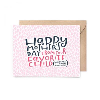 fun mother day gifts - Favorite Child Mother's Day Card