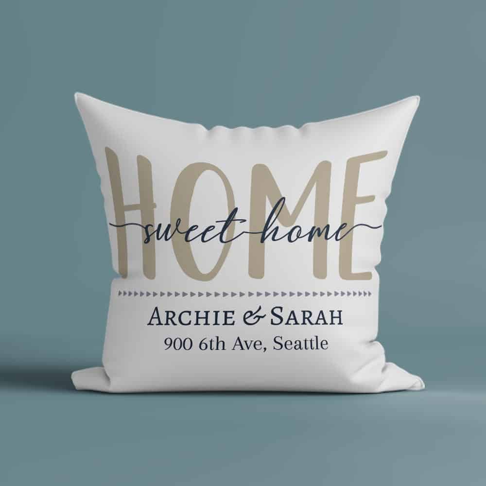 Home Sweet Home Personalized Address Pillow Wedding Gift