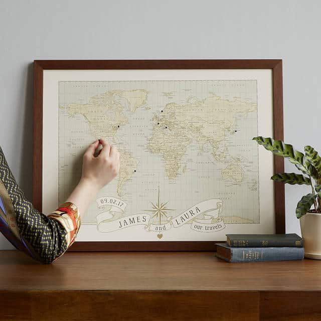 anniversary gifts for parents: personalized anniversary push pin map