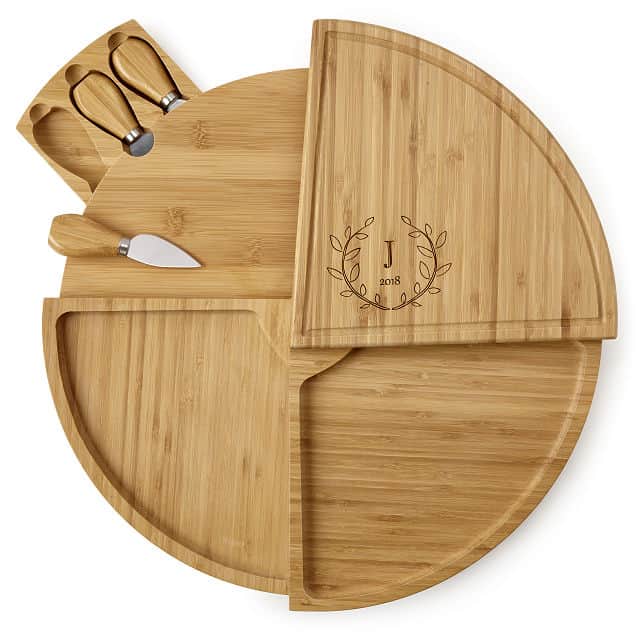 marriage anniversary gifts for friends: Personalized Compact Swivel Cheese Board