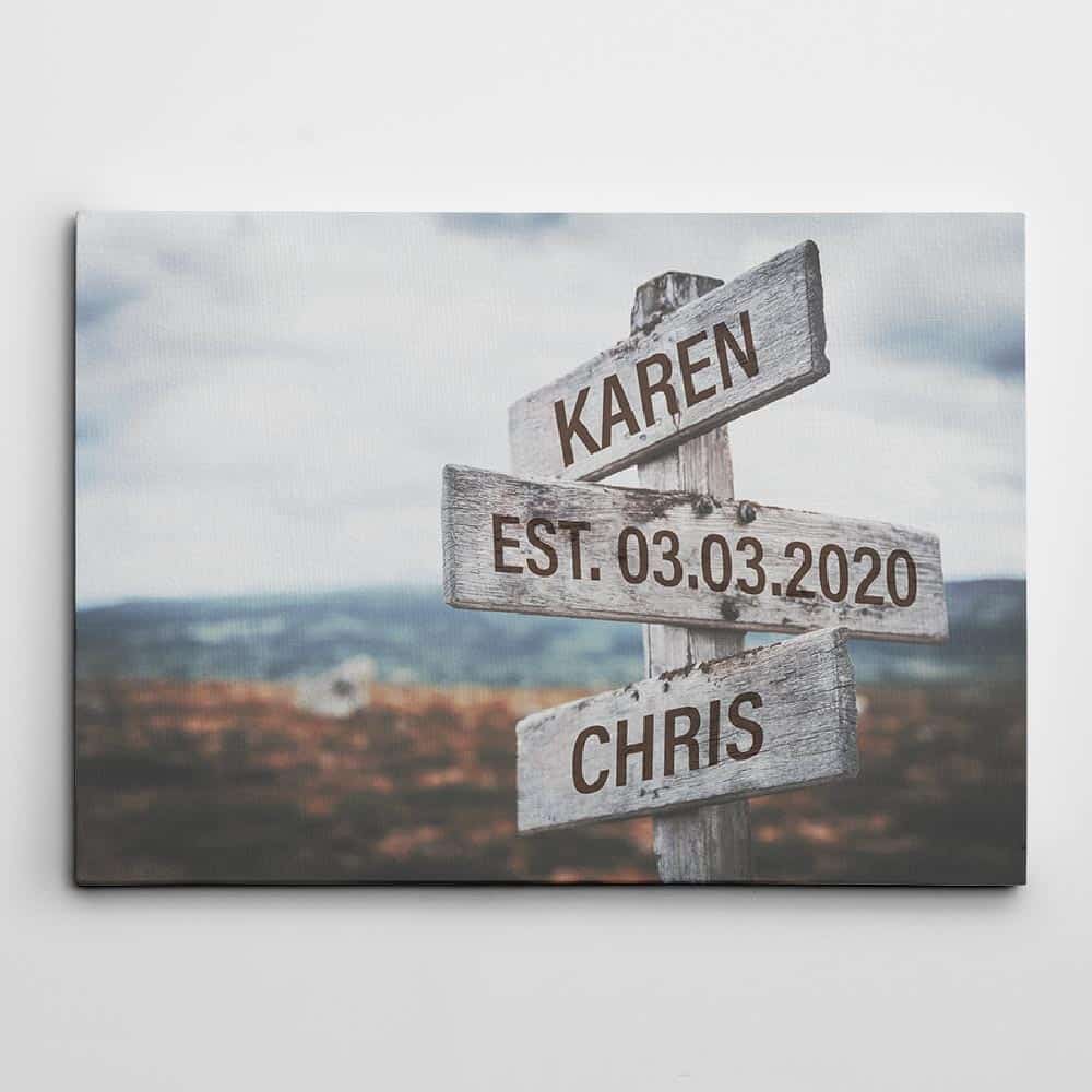 Personalized Street Sign Canvas With Custom Names and wedding day