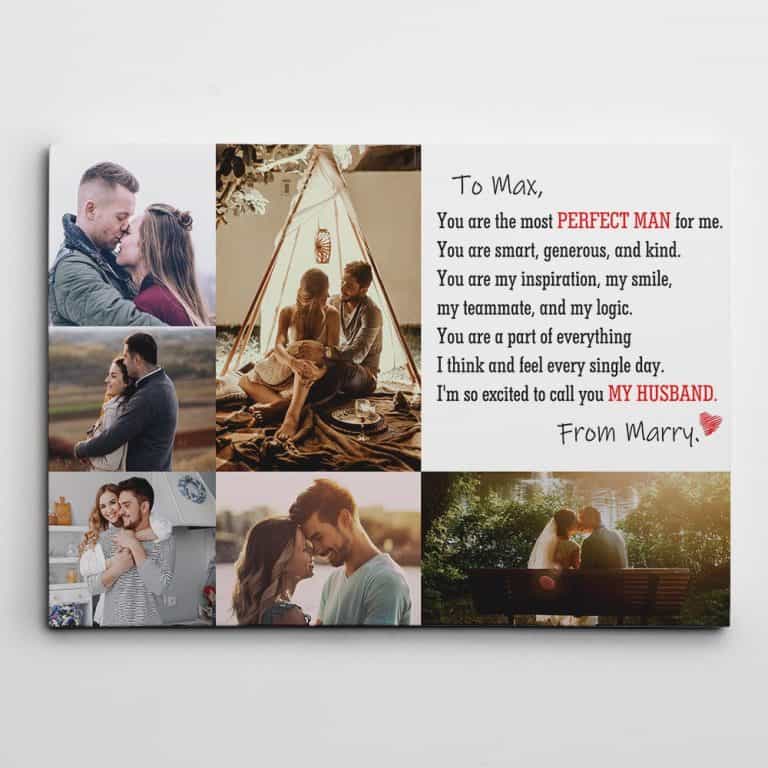 romantic birthday gift for husband: custom photo collage canvas print