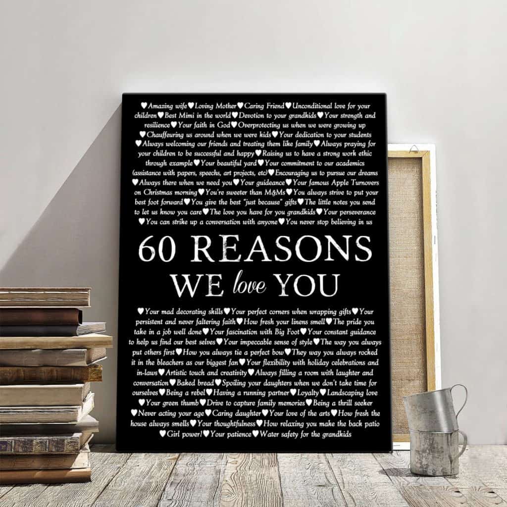 60 Reasons We Love You Canvas Print gift for mom 60th birthday