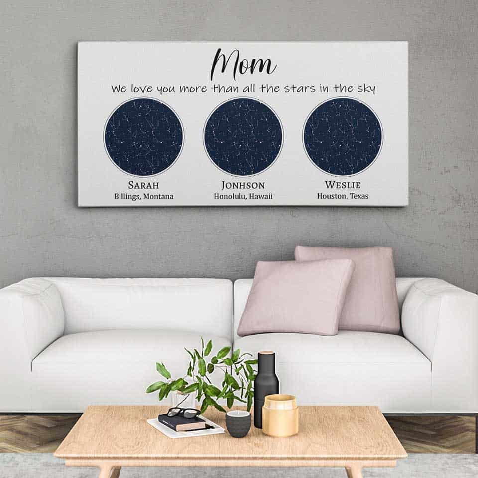 Custom Constellation Maps Canvas Print - mommy and daughter gifts
