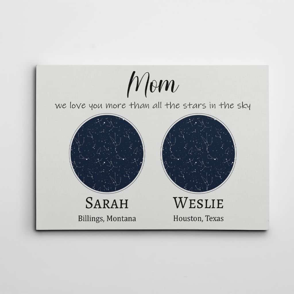 unique mothers day gift ideas: custom constellation map canvas print