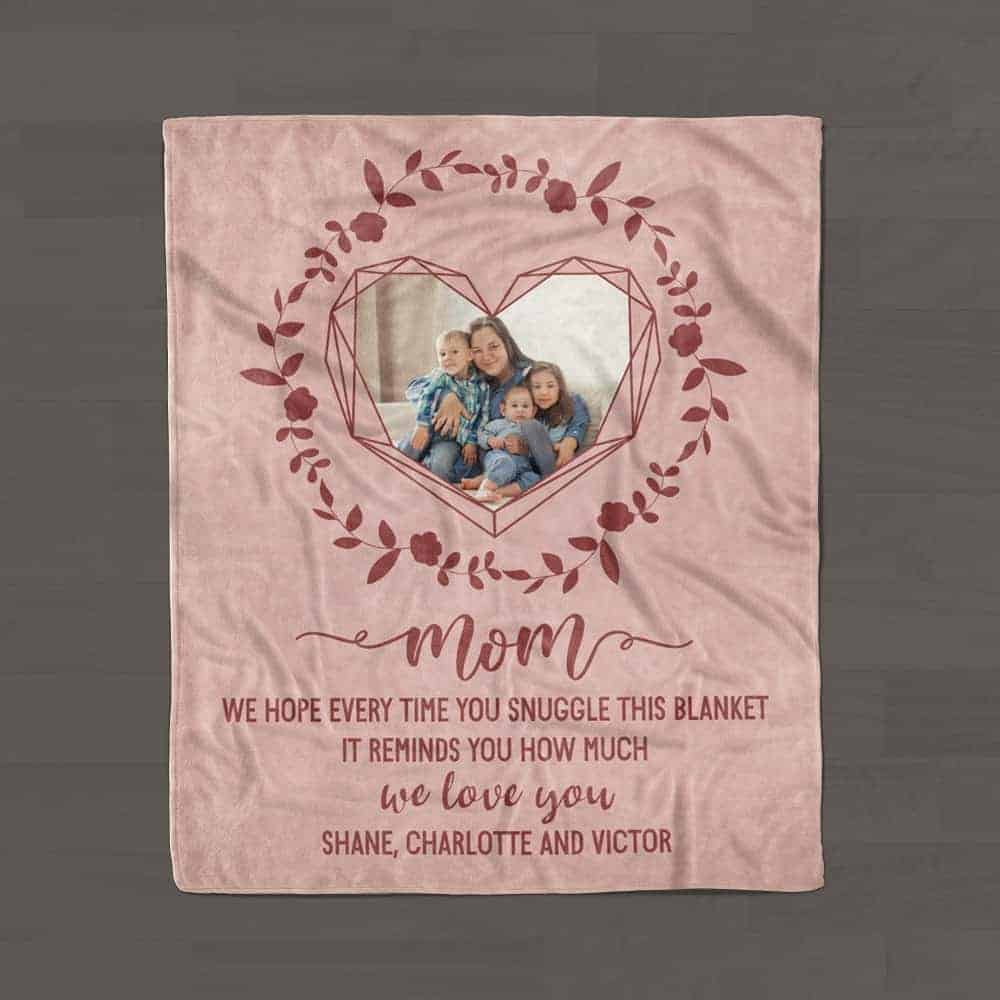 photo gifts for mothers day: mom we love you custom blanket