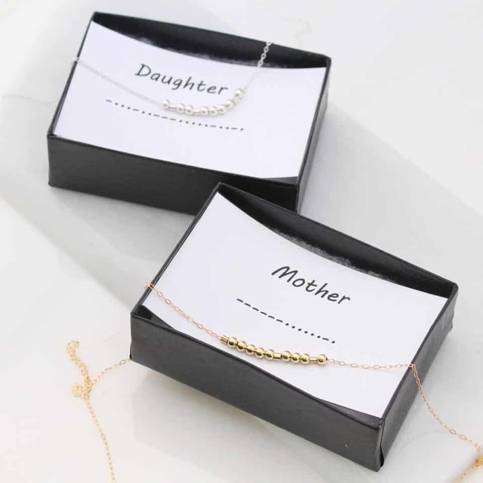 Morse Code Mother and Daughter Necklace - mother daughter gifts jewelry