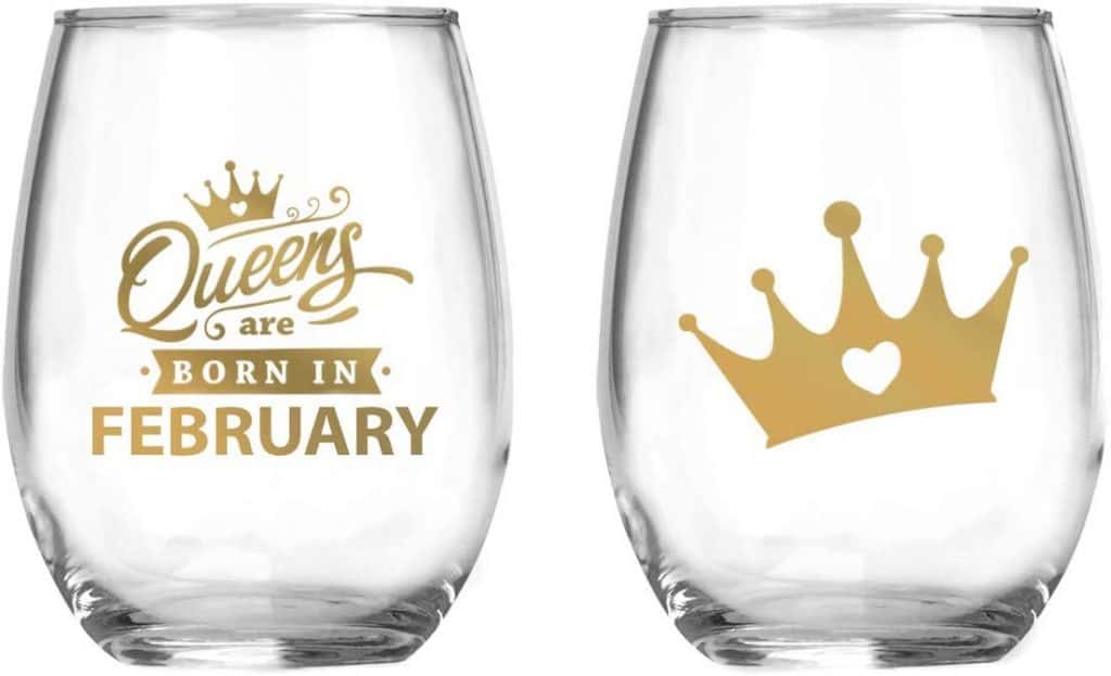Queens Are Born In February Wine Glass Birthday Gift For Mom