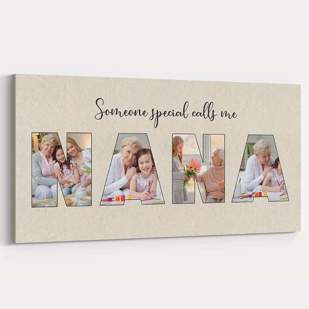 a letter photo canvas print gift for mom who is a grandma on birthday