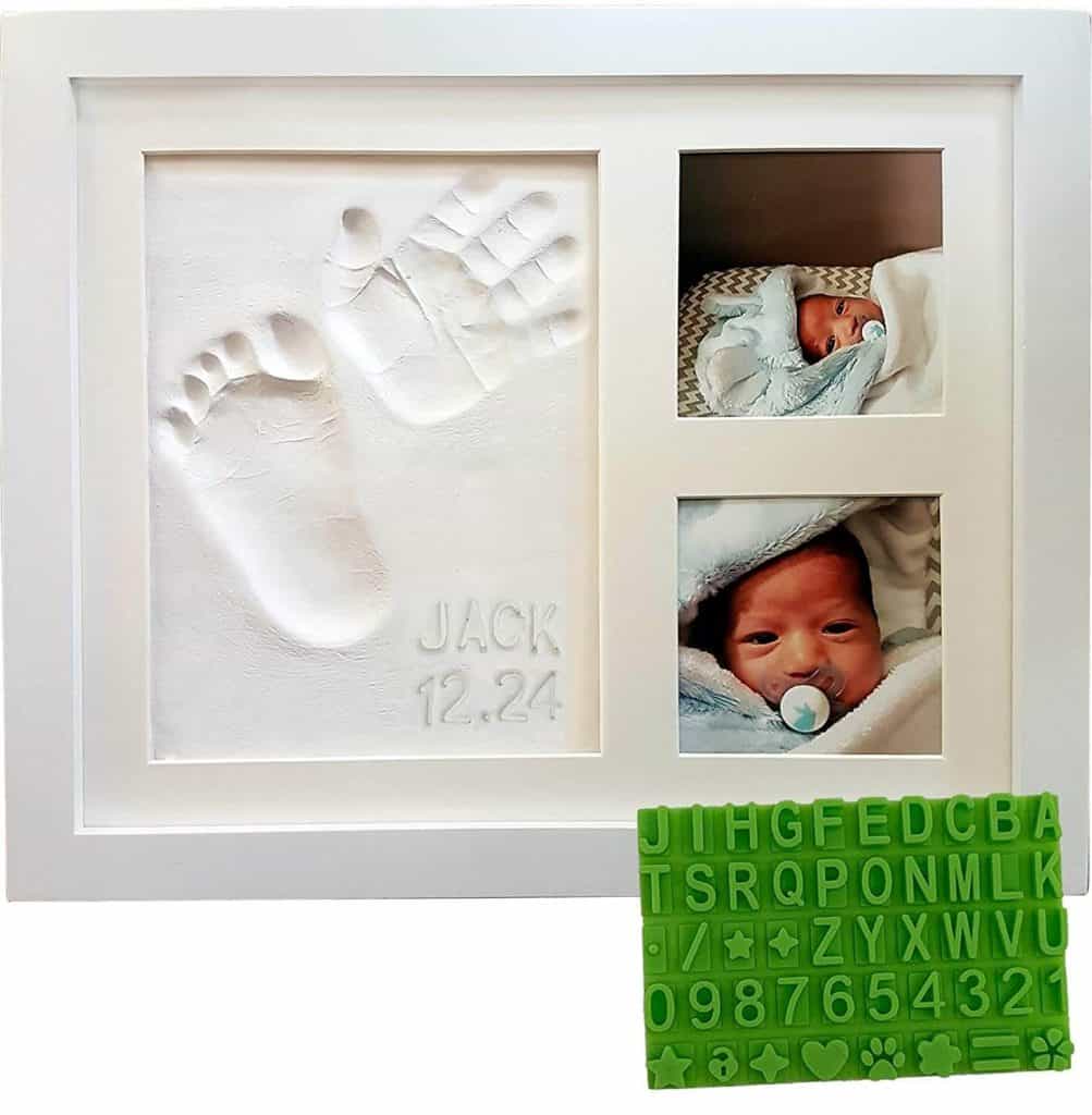 personalized gifts for new moms: baby hand and foot print keepsake photo frame kit