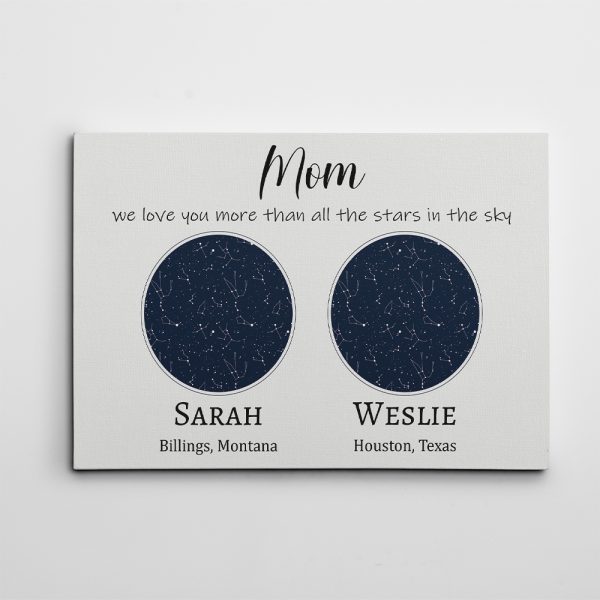 personalized mothers day gifts: custom star map canvas print
