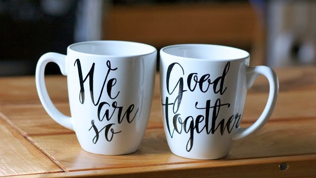 handmade anniversary gifts: diy his and hers mugs