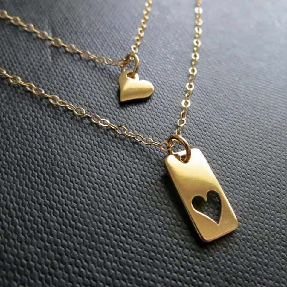 Gold Heart Cutout Necklace - mother daughter gifts jewelry