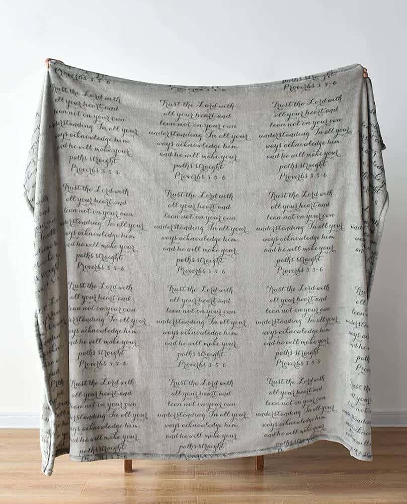 a throw blanket with inspirational scripture - Christian gift on Mother's Day