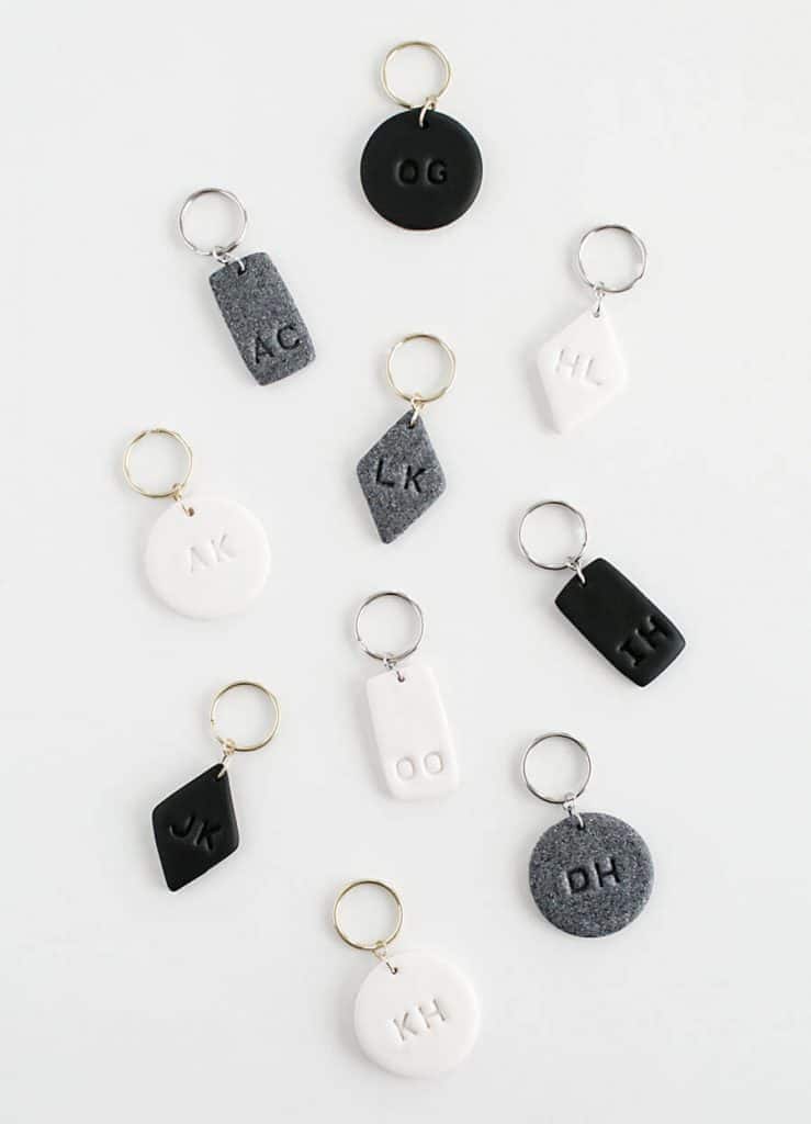 handmade anniversary gifts for him: monogram clay keychain