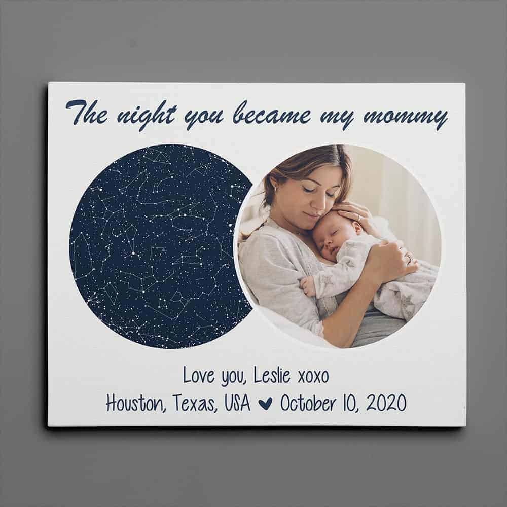first mothers day gift idea: custom star map canvas print