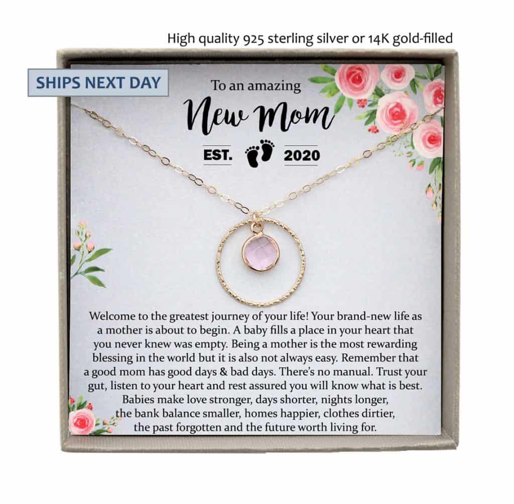 to an amazing new mom Necklace With Birthstone